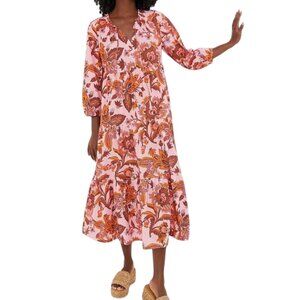 Tuckernuck Pink and Orange Floral Midi Dress